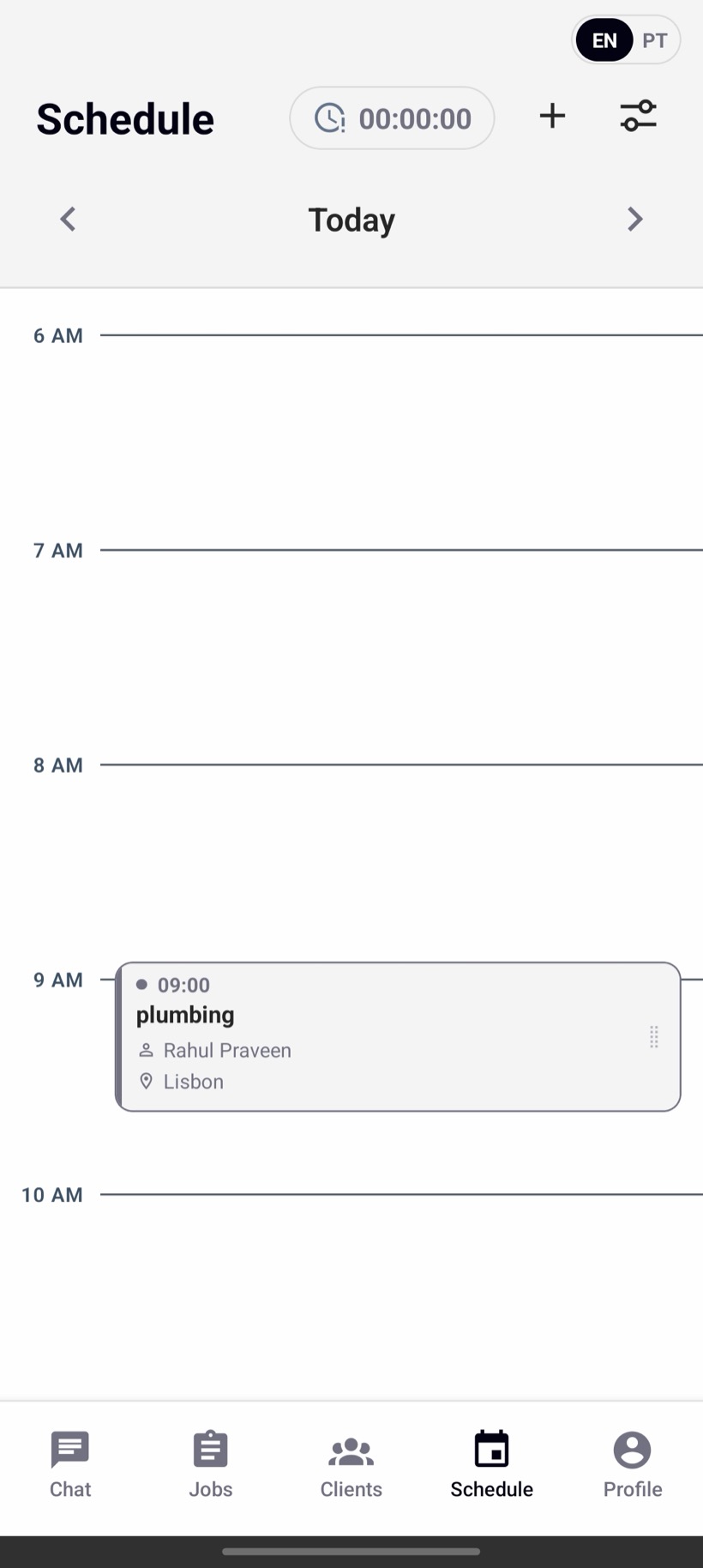Daily schedule — a clear hour-by-hour timeline.